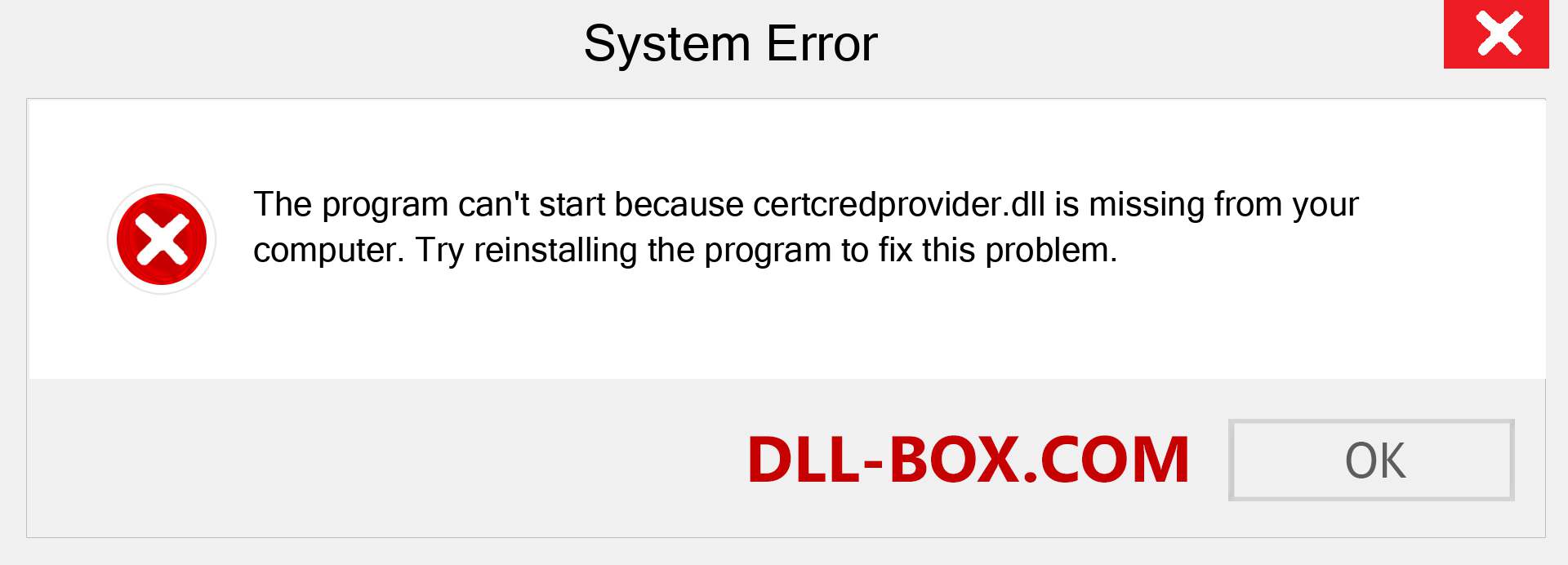  certcredprovider.dll file is missing?. Download for Windows 7, 8, 10 - Fix  certcredprovider dll Missing Error on Windows, photos, images